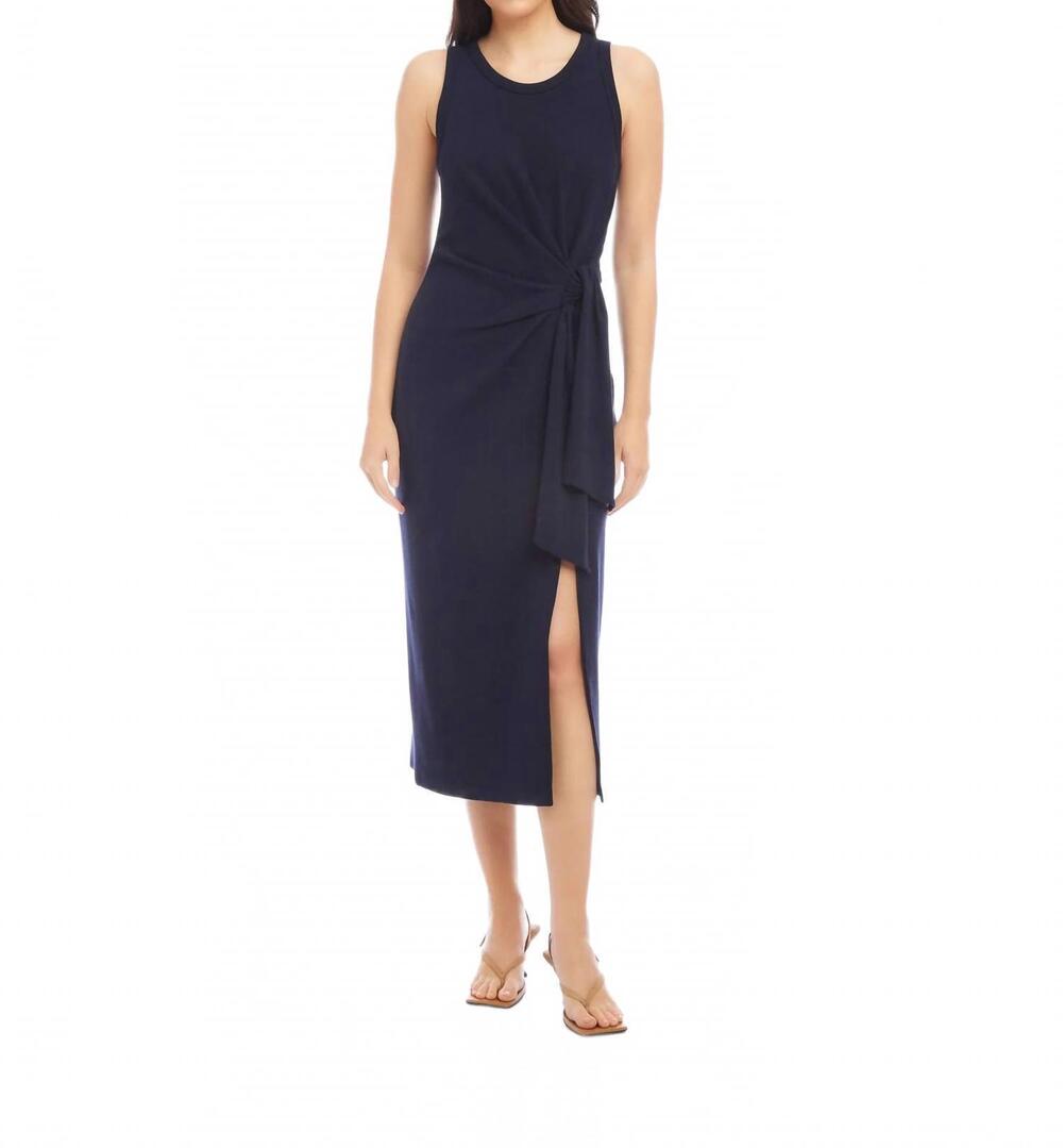 NEW FIFTEEN TWENTY side knot midi dress in navy